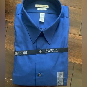 NWT New VAN HEUSEN  Regular Fit Dress Shirt Blue 171/2 32/33 Wrinkle Free